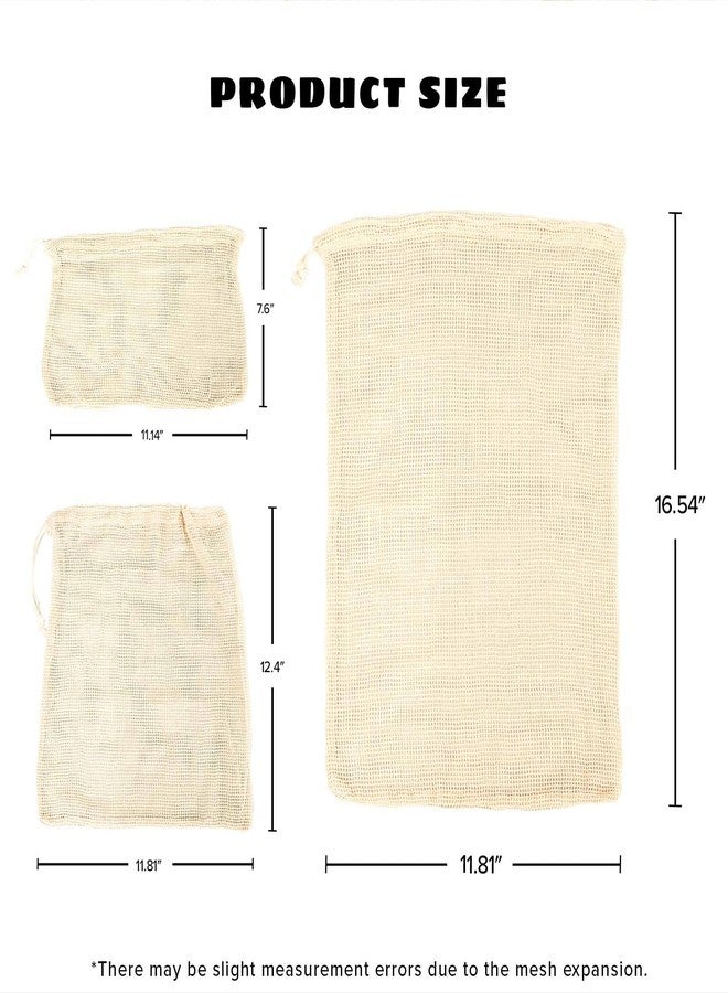 LZMS 3PCS Cotton Drawstring Tote Bag Sustainable,Breathable Reusable Grocery Bag, Durable & Comfortable for Shopping and Storage(3, Large) - Image 3
